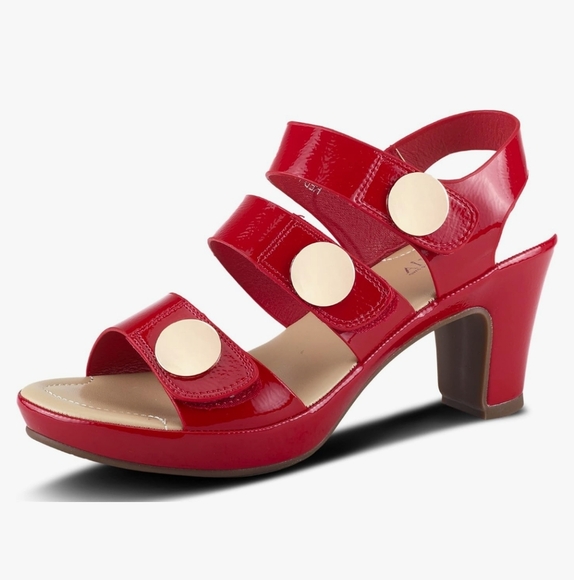 NWOT Red Strappy Platform Sandals with Gold Accents by Patrizia Sz 39 - Picture 9 of 9